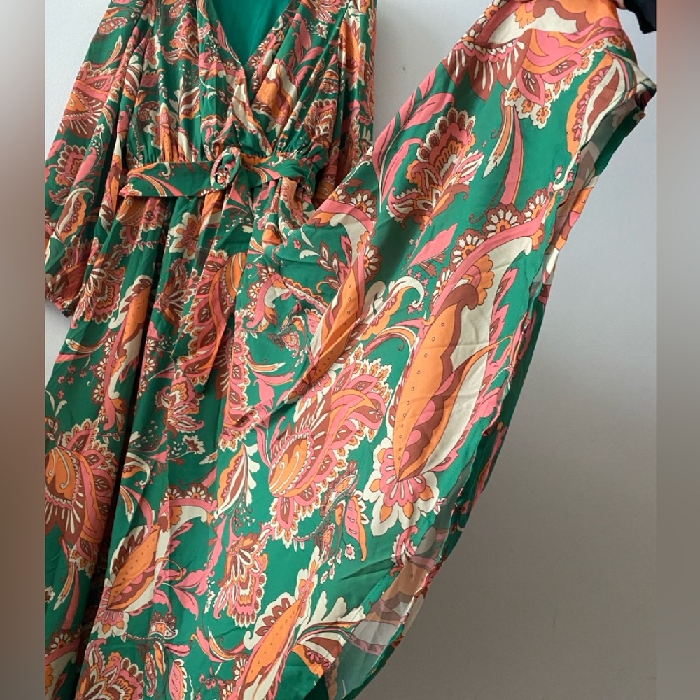 Flaying Tomato SUNNYSIDE FLORALS WOVEN MIDI DRESS size L pristine condition - Picture 13 of 17